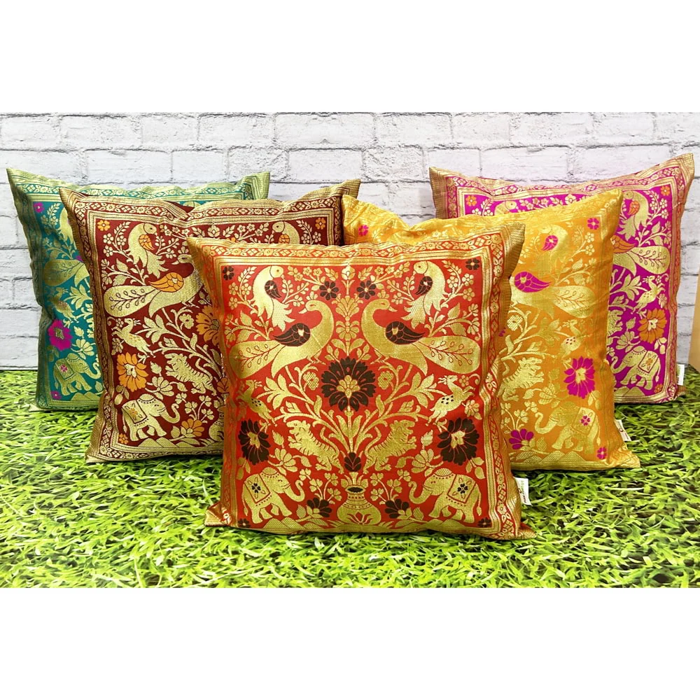 Pink Parrot Polyester Cushion Cover (D11) - 40X40cm - 5 Units