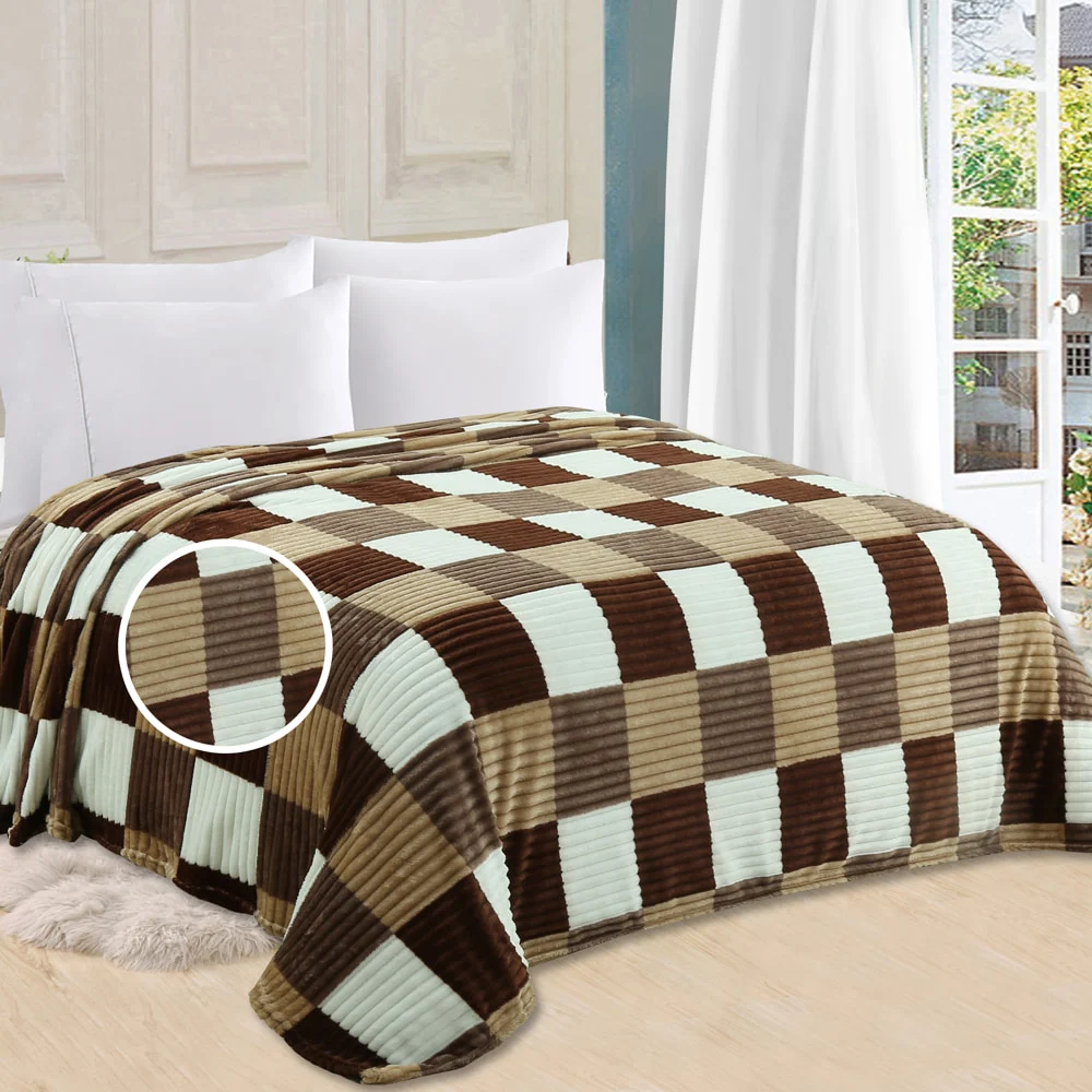 Sheetal World Afrin 3D Emboss Double Blanket - Brown