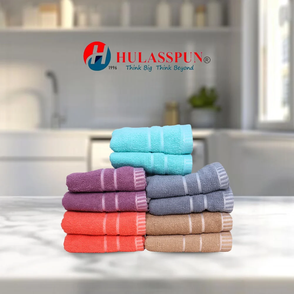 Hulasspun 7 Wonder Face Towel GSM 380 - 27x27 cm (Multicolour) Set of 10