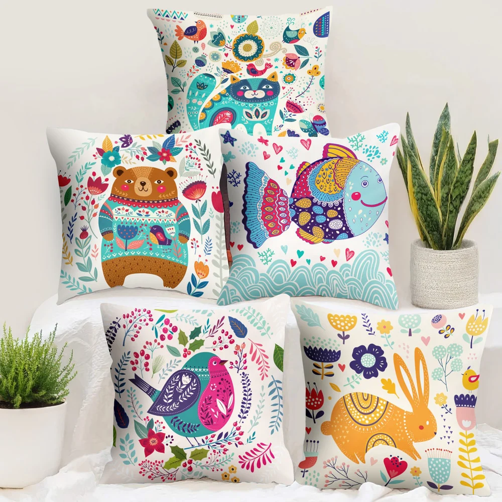 Story At Home Animal Print Cushion Cover (D2) 40x40 cm - Set of 5