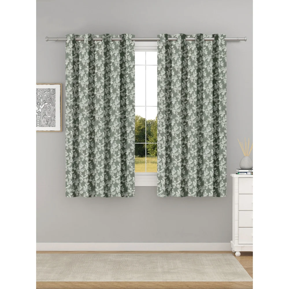JBF Homes Carson 5 Feet Window Curtain (Olive) - 150 x 112 cm