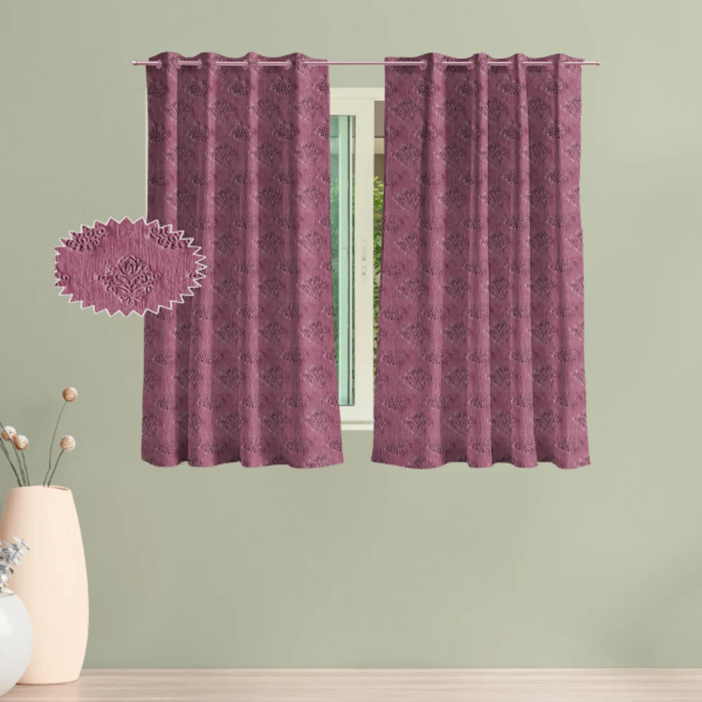 Shanplus DBL Emboss 5 Feet Window Curtain (Wine) 112 x 150 cm