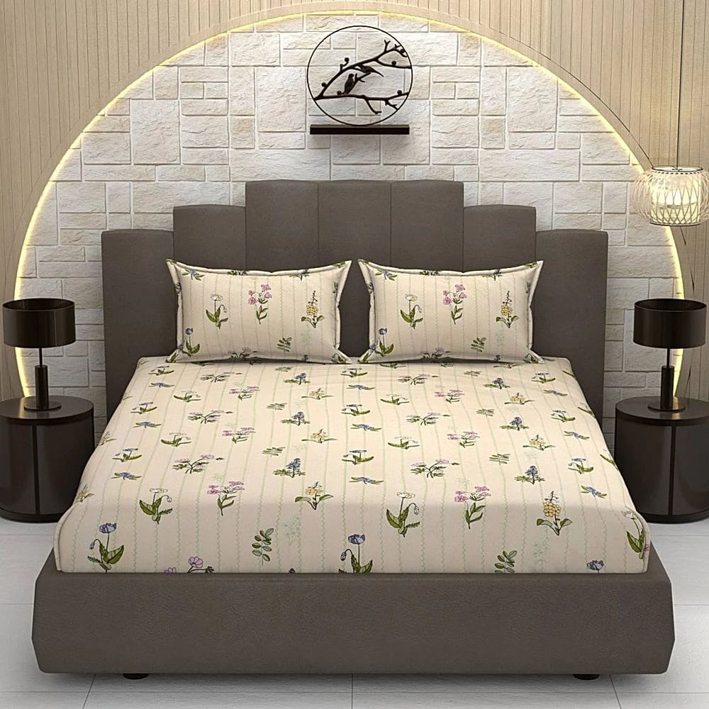 Mafatlal Luxe Double Bedsheet (HFLLBS0050) 120 GSM (Floral) - 227 x 254 cm