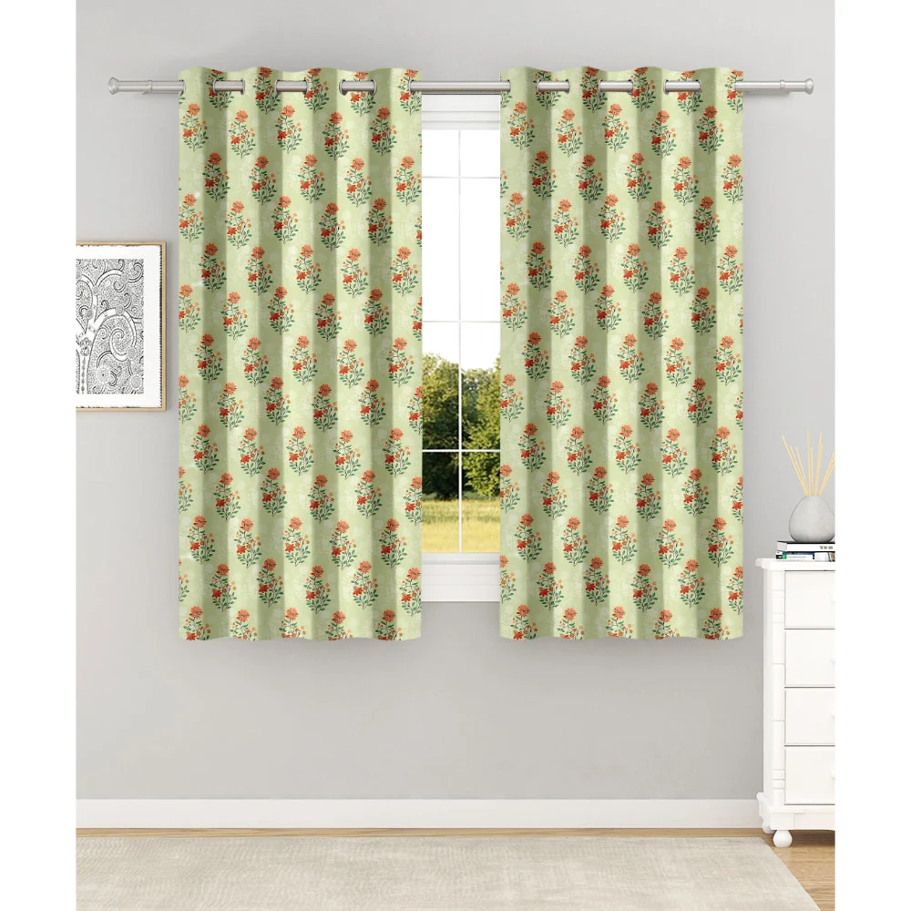 N M Homes Regal 5 Feet Window Curtain (Olive) 112 x 152 cm