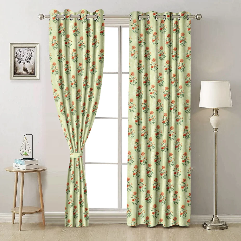 N M Homes Regal 7 Feet Door Curtain (Olive) 112 x 213 cm