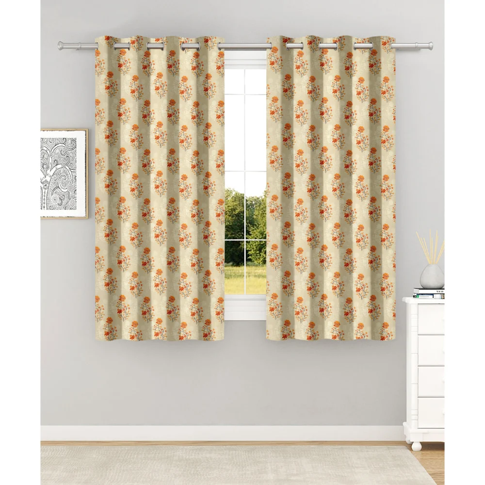 N M Homes Regal 5 Feet Window Curtain (Red) 112 x 152 cm