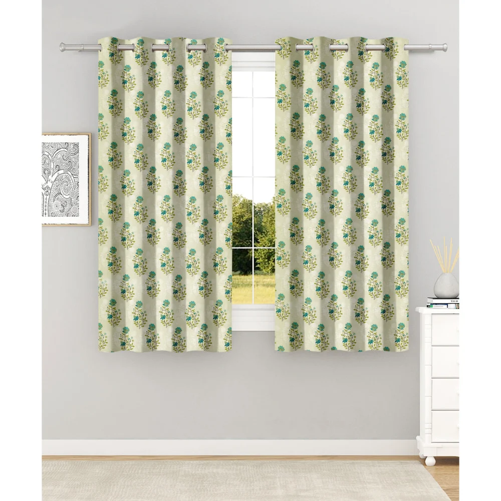 N M Homes Regal 5 Feet Window Curtain (Green) 112 x 152 cm