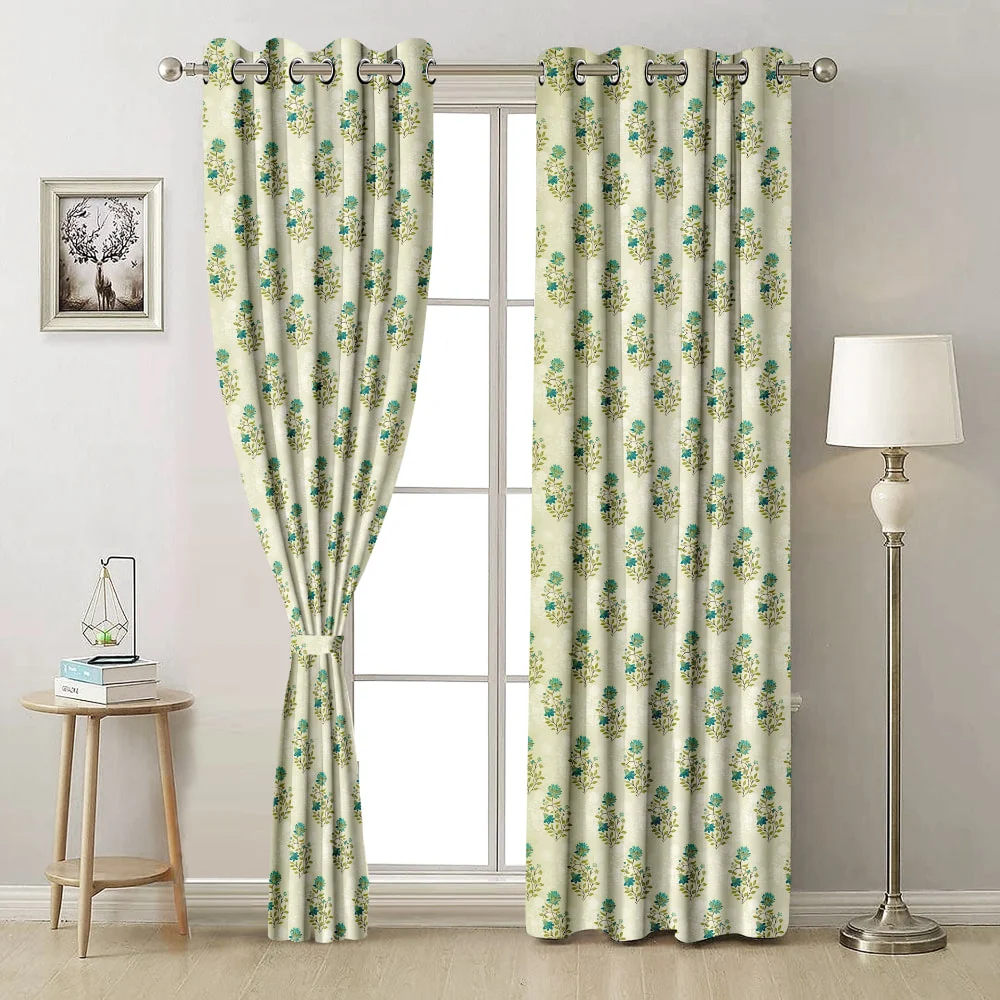 N M Homes Regal 7 Feet Door Curtain (Green) 112 x 213 cm