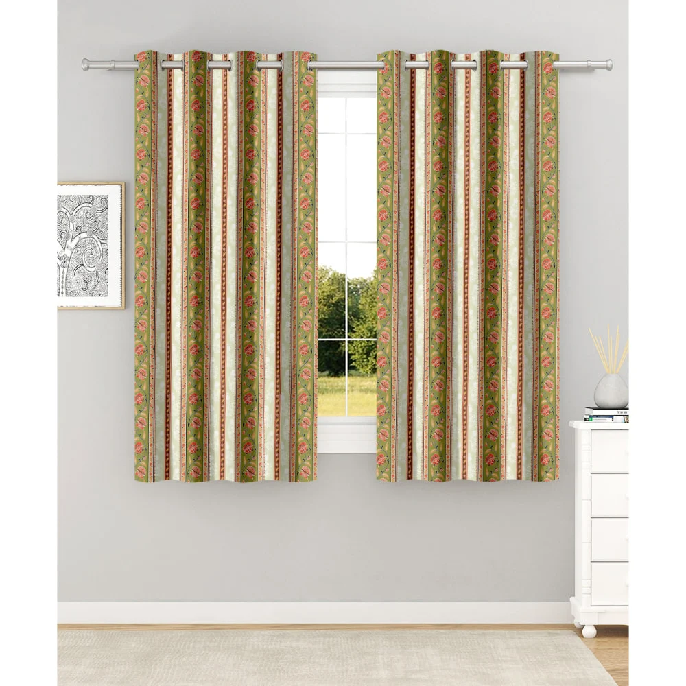 N M Homes Intra 5 Feet Window Curtain (Olive) 112 x 152 cm