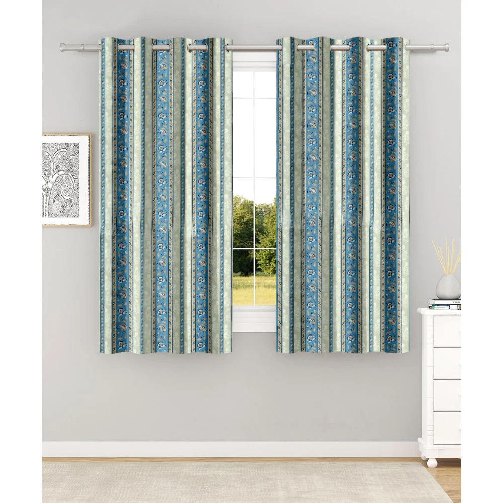 N M Homes Intra 5 Feet Window Curtain (Blue) 112 x 152 cm