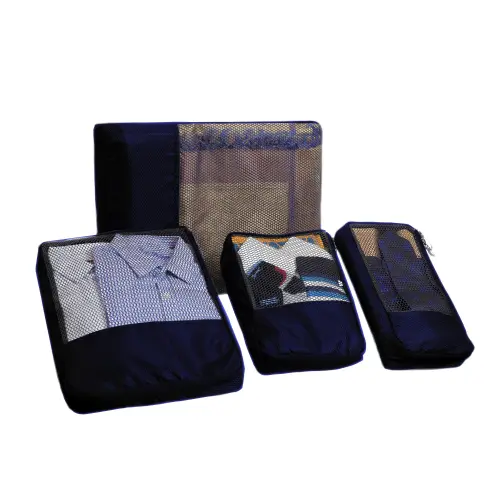 Ecosac Polyester Garment Pouch Organiser (Navy Blue) - Set of 4