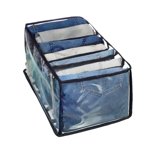 Ecosac Jeans & Trousers PVC Organiser (Black Piping) - 37x20x28 cm