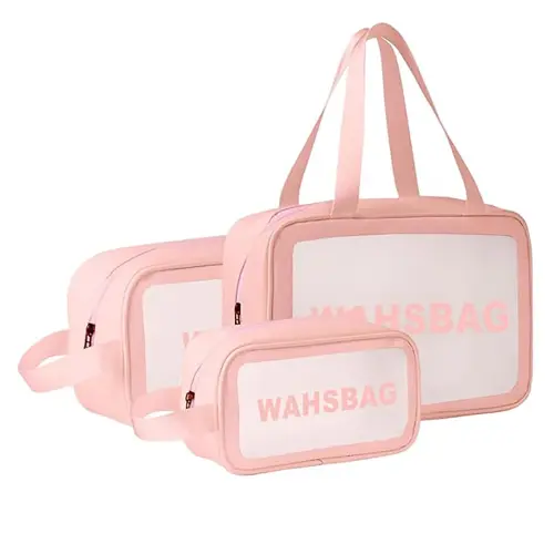 Cortina PVC Travel Organiser Pouches (Pink) - Set of 3