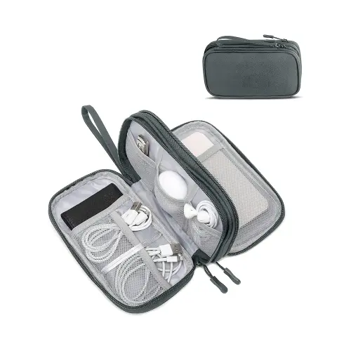 Cortina Mobile Accessories Organiser Pouch - Grey & White