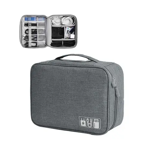Cortina Mobile Accessories Organiser Bag - Grey & White