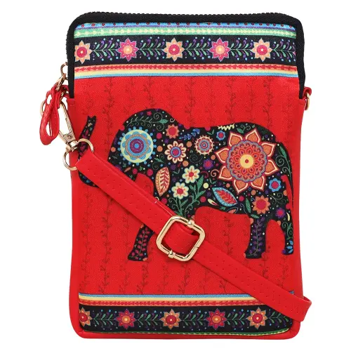 Sabhyata Elephant Design SM02-04 Sling Bag (Red)