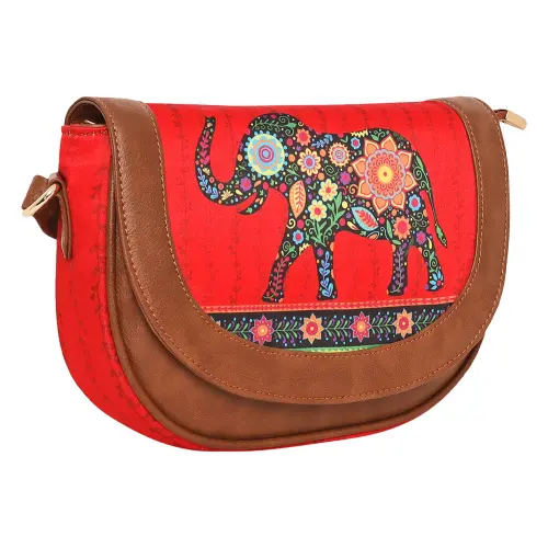 Sabhyata Elephant Design SS01-04 Sling Bag (Red)
