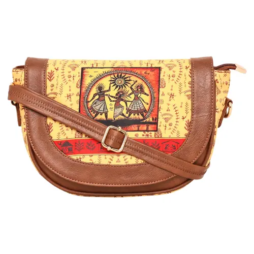 Sabhyata Warli Design SS01-16 Sling Bag (Yellow)