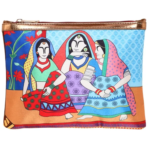 Sabhyata Three Ladies Design Multipurpose Pouch (SP1-11) - Blue