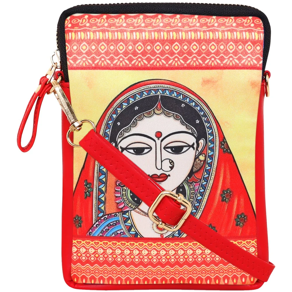 Sabhyata Ghunghat Lady Design Sling Bag (SM02-01) - Orange
