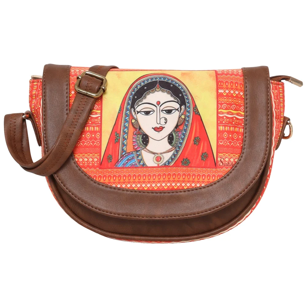 Sabhyata Ghunghat Lady Design Sling Bag (SS01-01) - Orange
