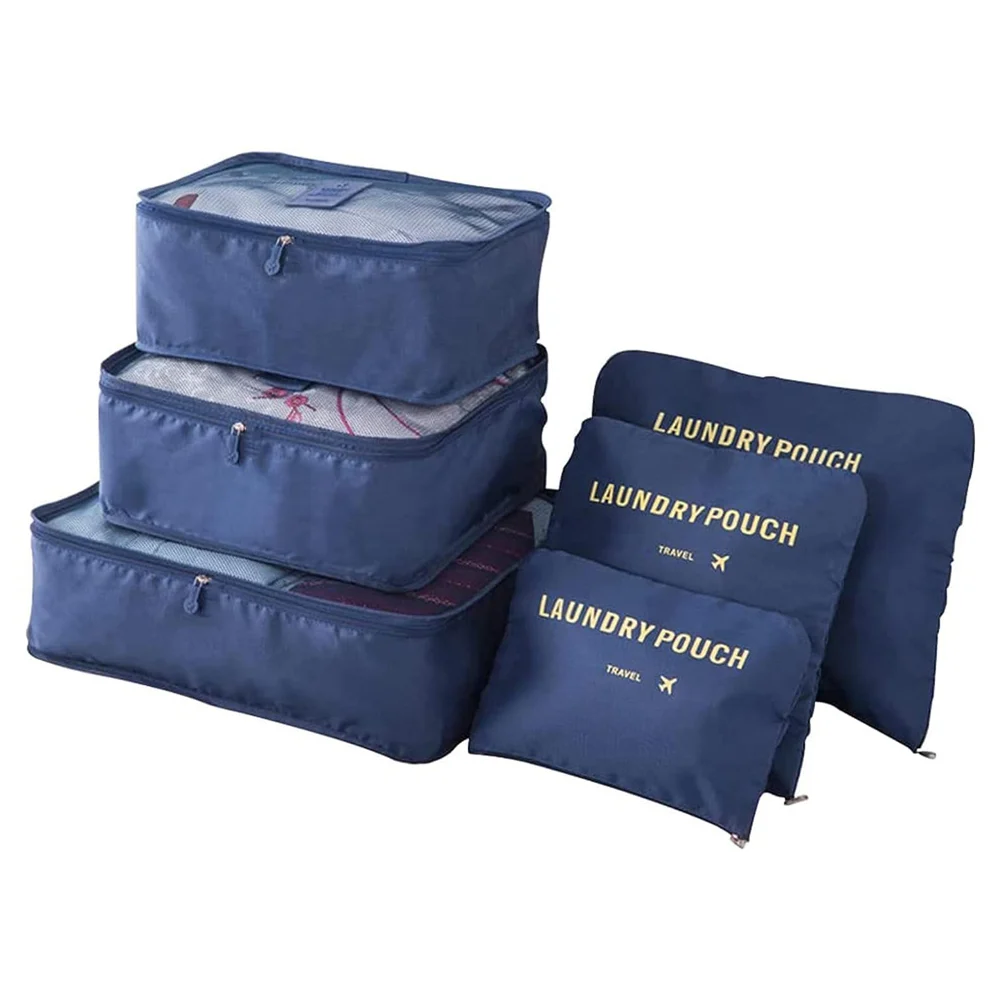 JB Home Travel Storage Clothes Organiser Pouch (Set of 6) - Blue