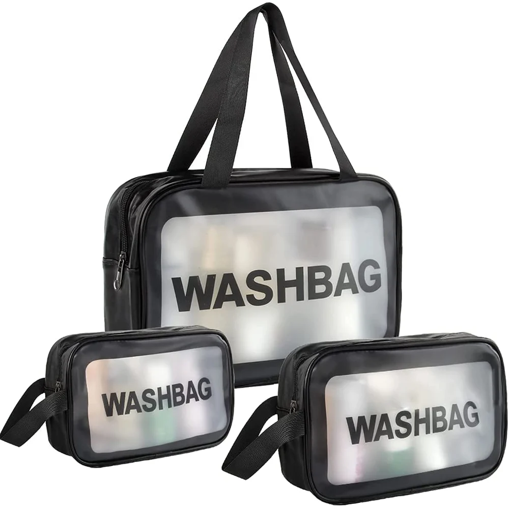 JB Home PVC Toiletry Bag (Set of 3) - Black