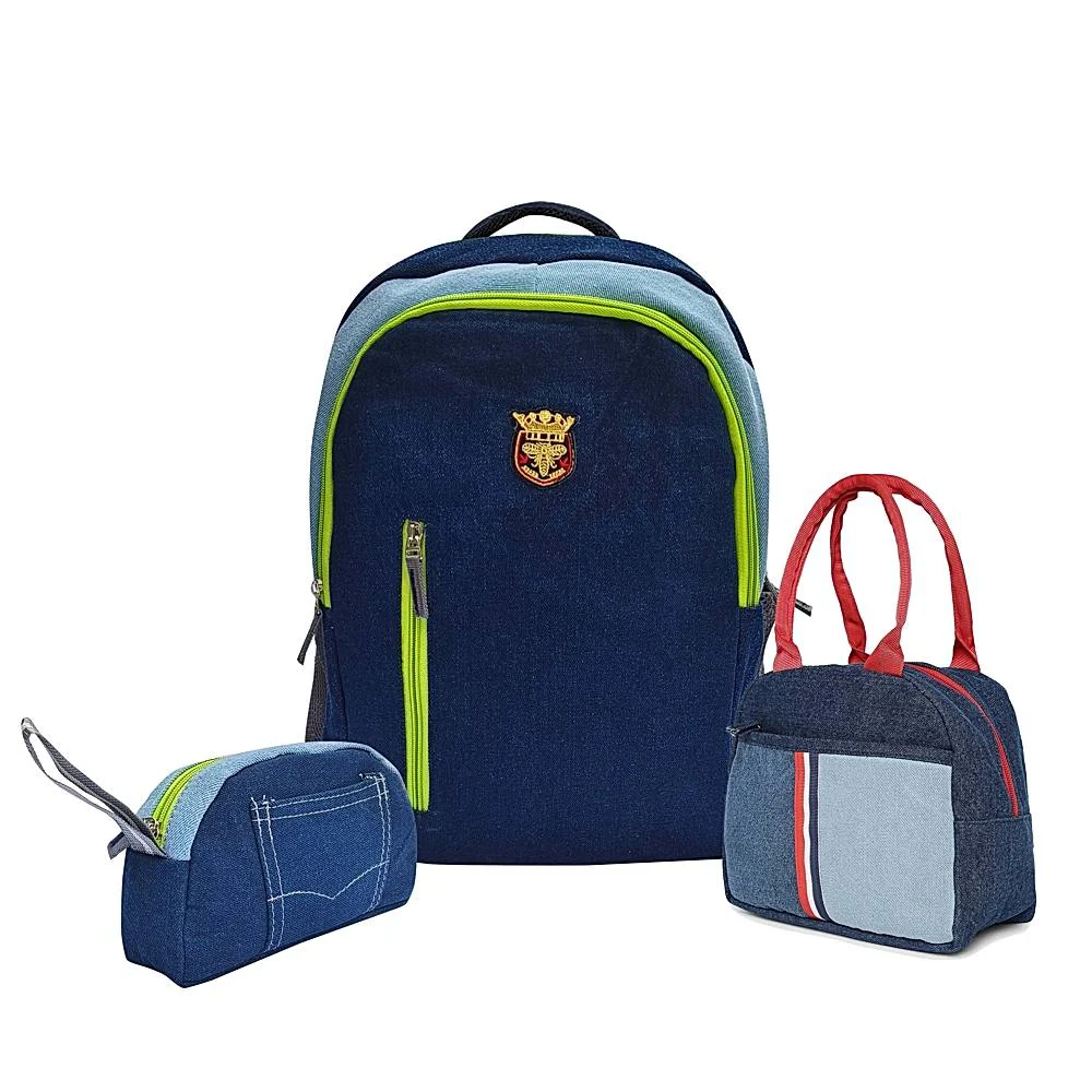 The Purani Jeans Denim School Combo - (Backpack / Lunch Bag / Pouch)