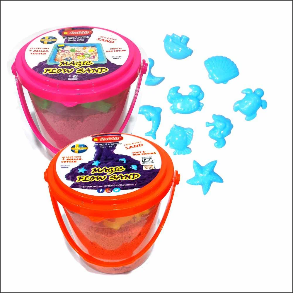 Rabbit Magic Flow Sand Bucket - Orange & Pink