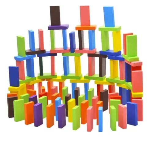 Toyshine Wooden 12 Colour Dominos Blocks Kids Game - Multicolour