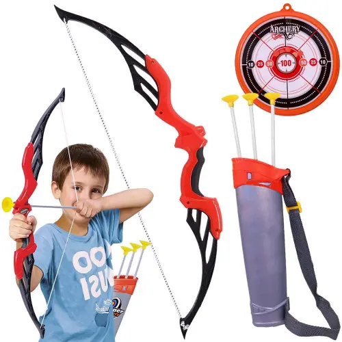 Toyshine Plastic Archery Bow and Arrows For Kids - Red