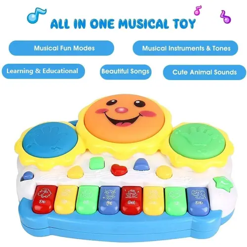 Toyshine Sun Shape Drum Keyboard Musical Toy - Multicolour