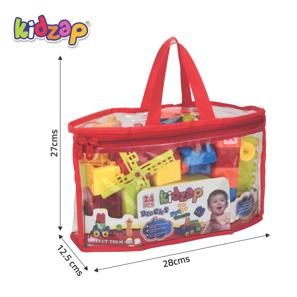 KIDZAP 555 Building Blocks Set - Multicolour (24 Pieces)