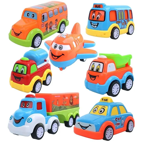 Toyshine Plastic Friction Powered Automobile Car Set - Multicolour (Pack of 7)