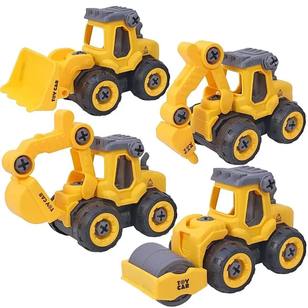 Toyshine DIY Construction Engineering Car Toy Set - Yellow (Pack Of 4)