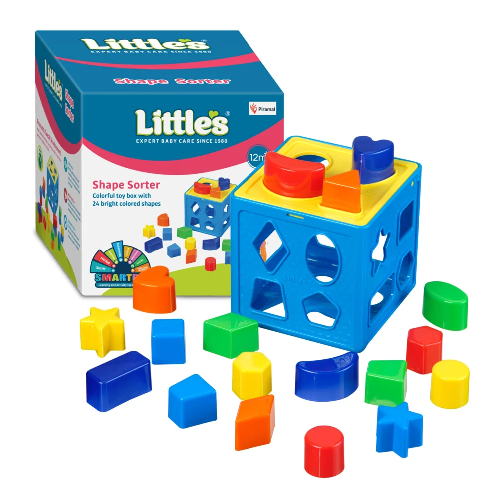 Little's Shape Sorter cube with 24 Shapes & Different Colors