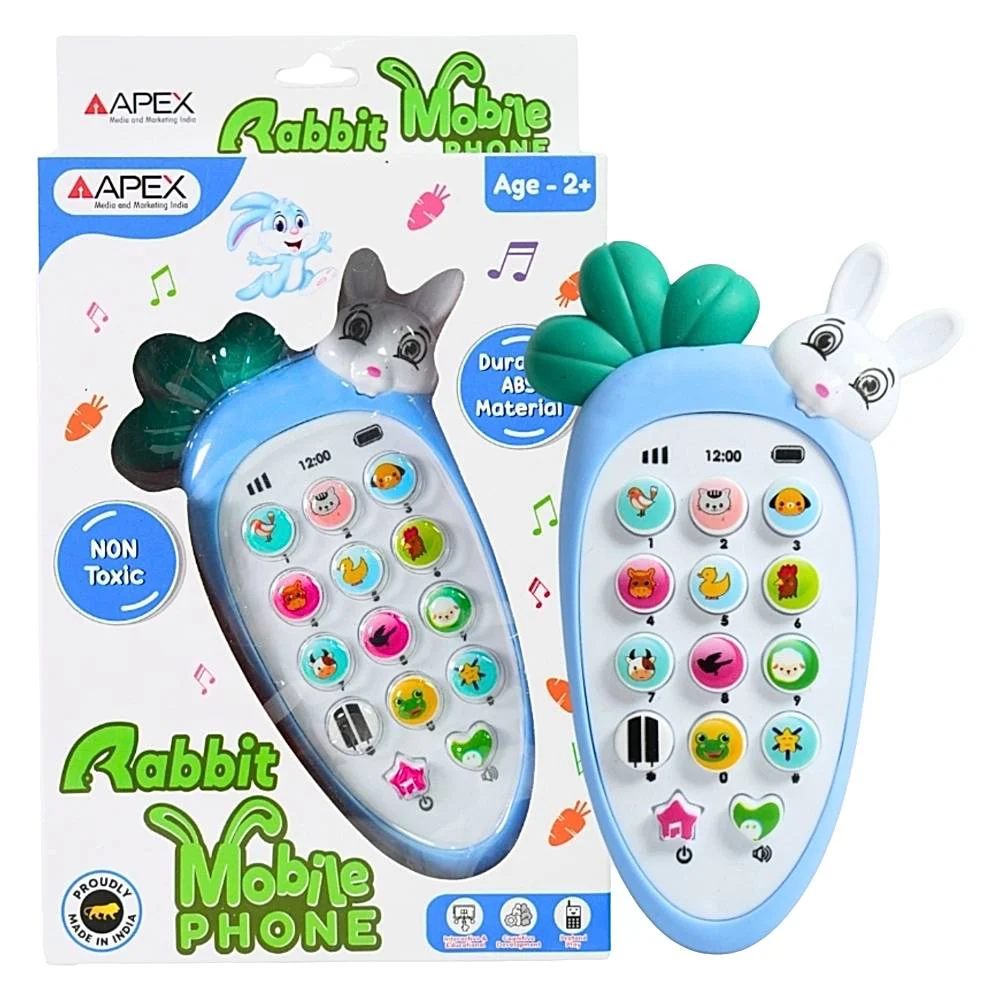 Apex Rabbit Musical Mobile Phone For Kids (Blue)