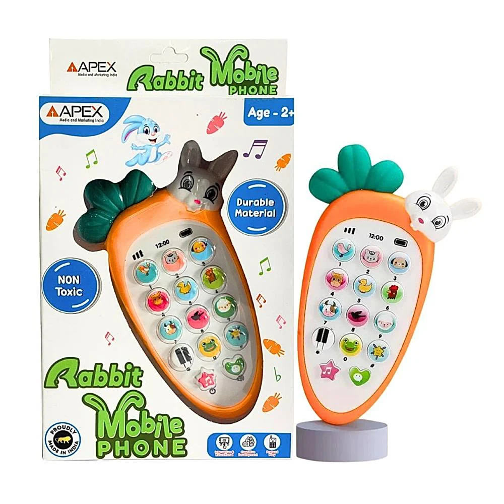 Apex Rabbit Musical Mobile Phone For Kids (Orange)