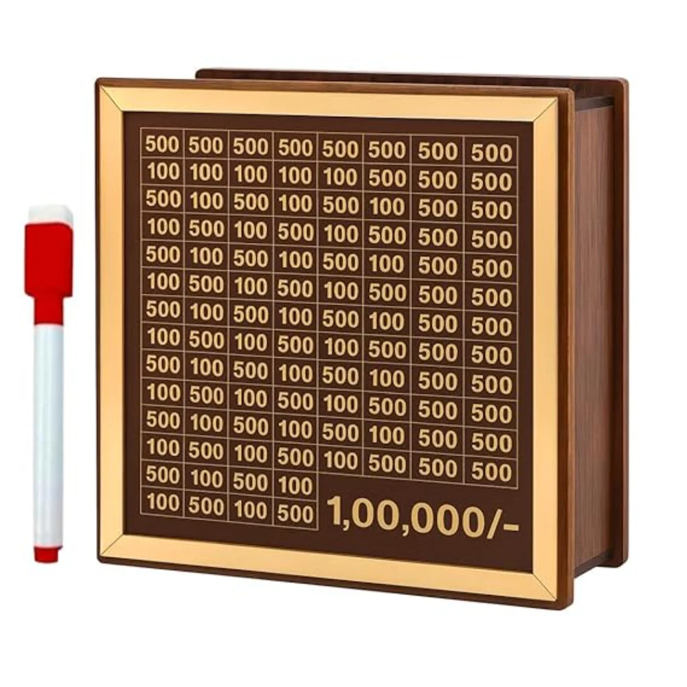 Vaa Wooden 1 Lakh Money Saving Box - Brown