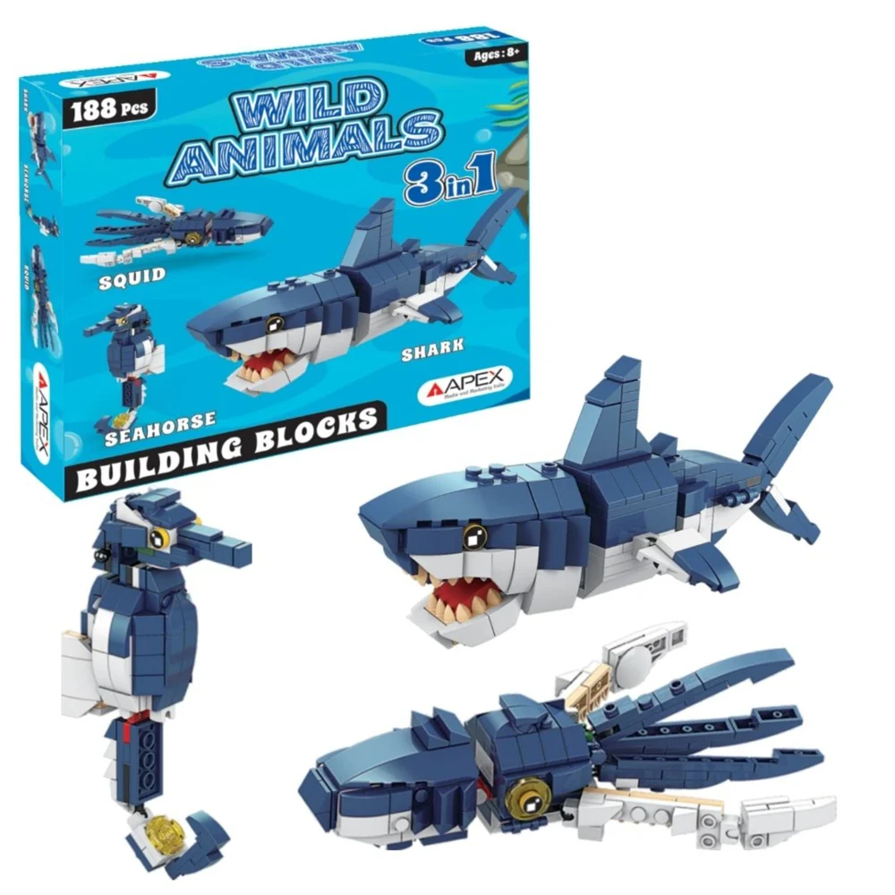 Apex 3in1 Ocean Animal Building Blocks Stem Toy -188 Pcs