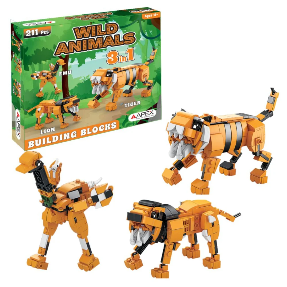Apex 3in1 Wild Animal Building Blocks Stem Toy -211 Pcs