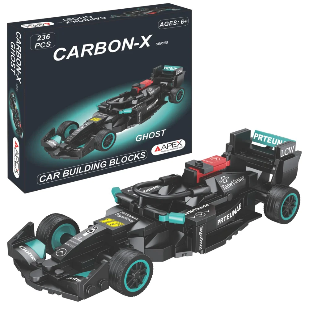 Apex Carbon-X- (Ghost) F1 Car Building Blocks Stem Toy -236 Pcs