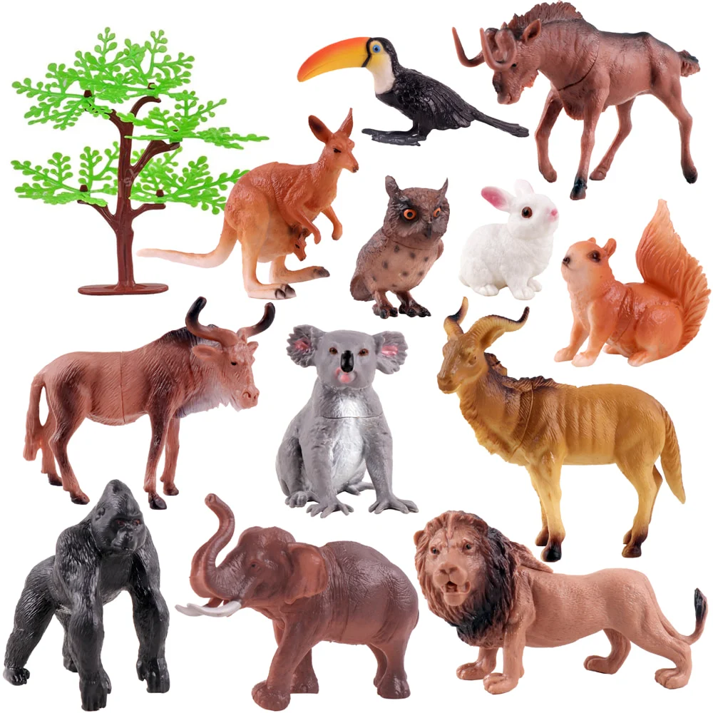Toyshine Wild Forest Animals Woodland Figurines Jumbo For Kids 12 PCS