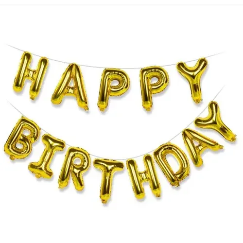 Manovedant Decorative Happy Birthday Foil Letter Balloons : Gold
