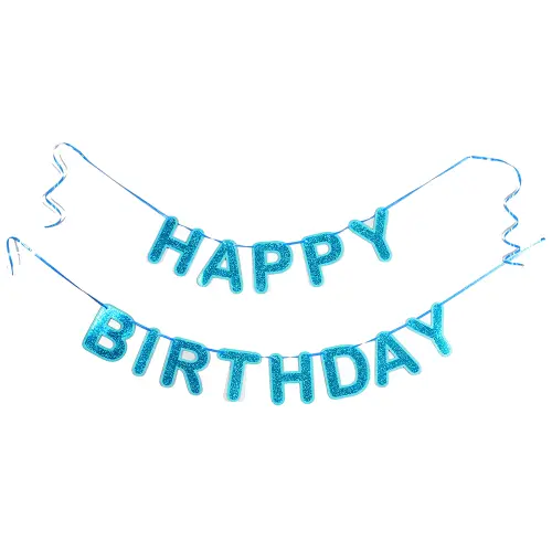 Manovedant Decorative Happy Birthday Pastel Glitter Banner : Blue