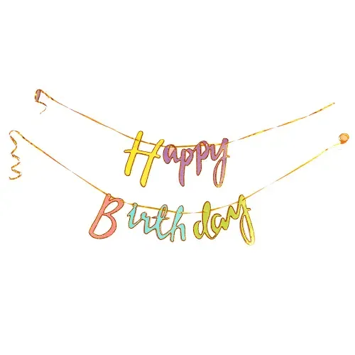 Manovedant Decorative Happy Birthday Cursive Banner : Multicolour