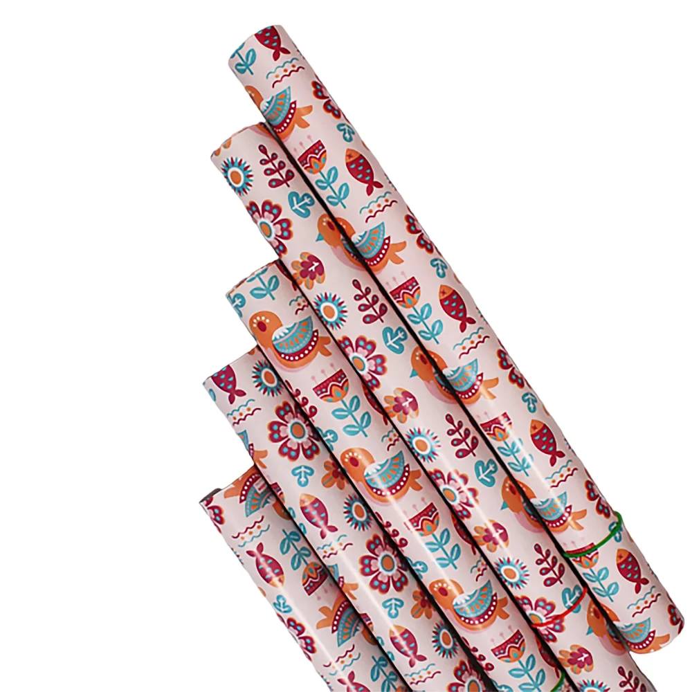 Archies Madhubani Gift Wrapping Paper Fish & Sparrow Printed