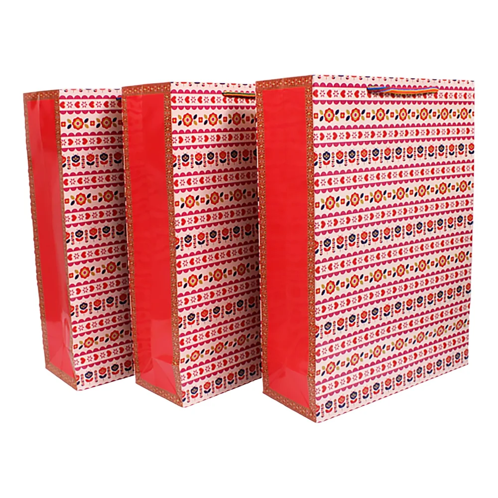 Archies Madhubani Flower & Heart Design Printed Paper Gift Bag (Medium)