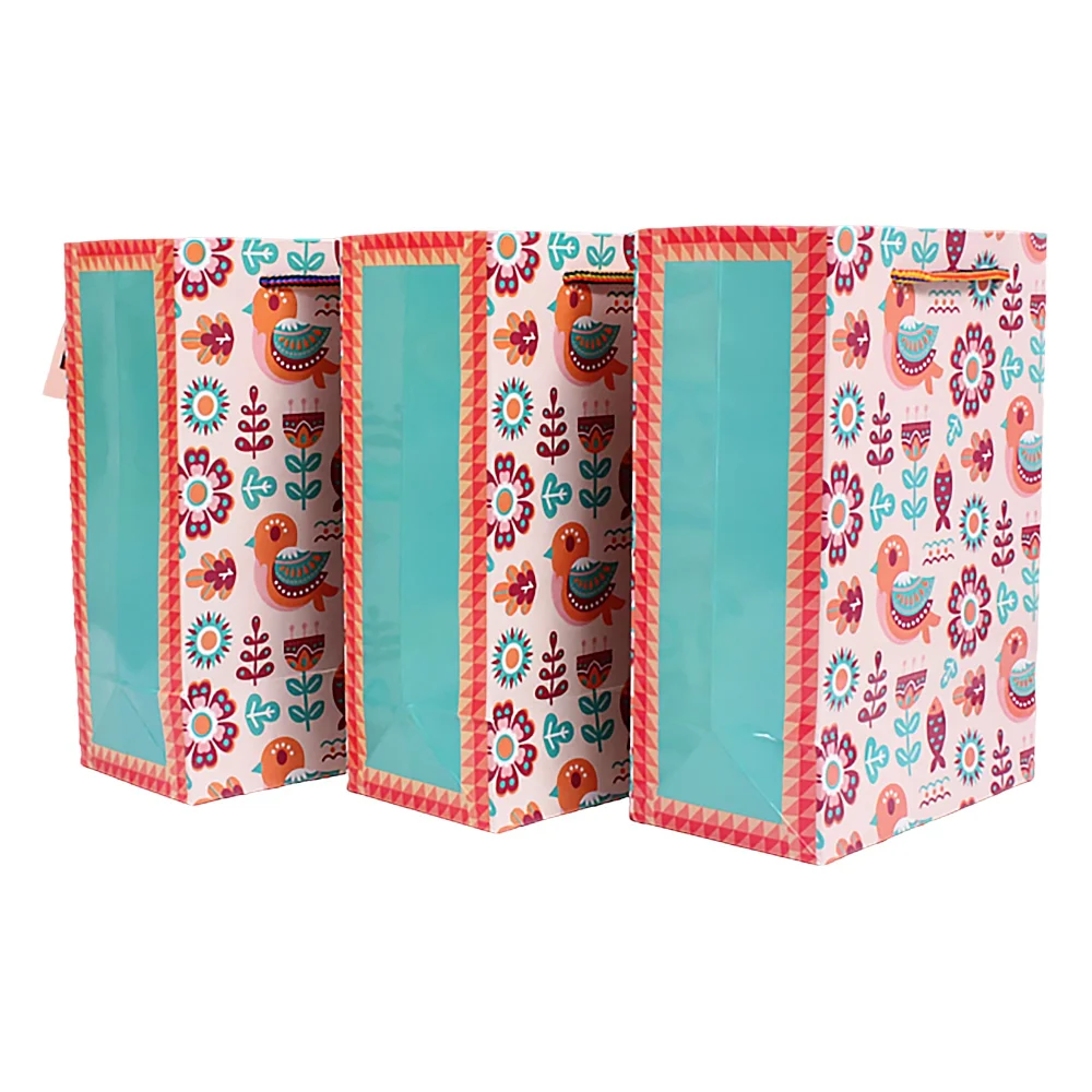 Archies Madhubani Fish & Sparrow Design Printed Paper Gift Bag (Small)