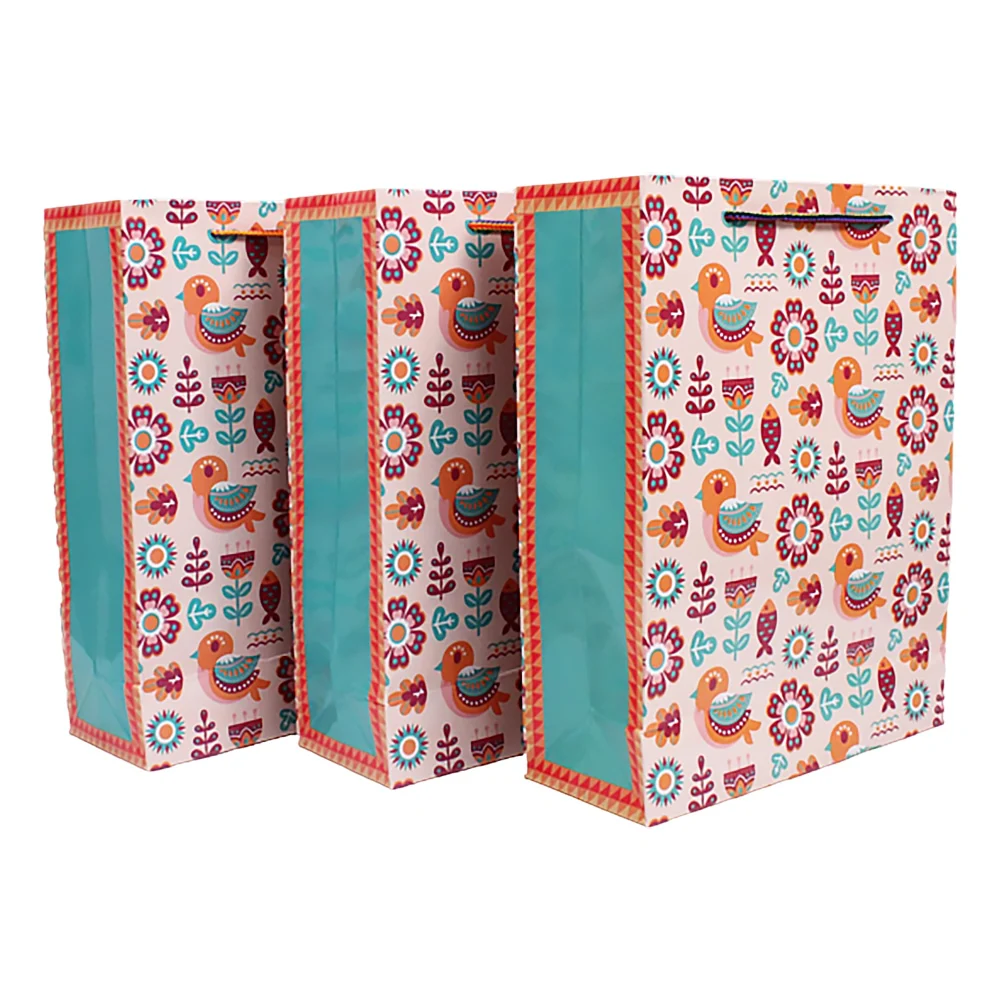 Archies Madhubani Fish & Sparrow Design Printed Paper Gift Bag (Medium)